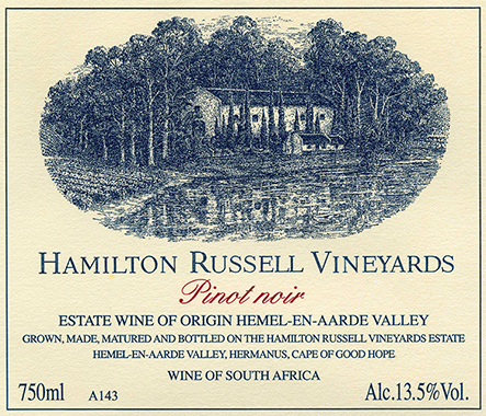 Hamilton Russell Vineyards Pinot noir label